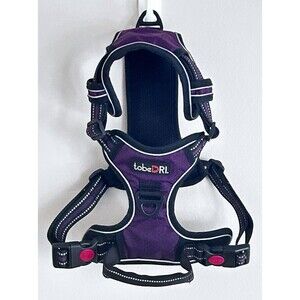 TobeDRI No Pull Dog Harness Adjustable Reflective Size Large Purple Plum & Black